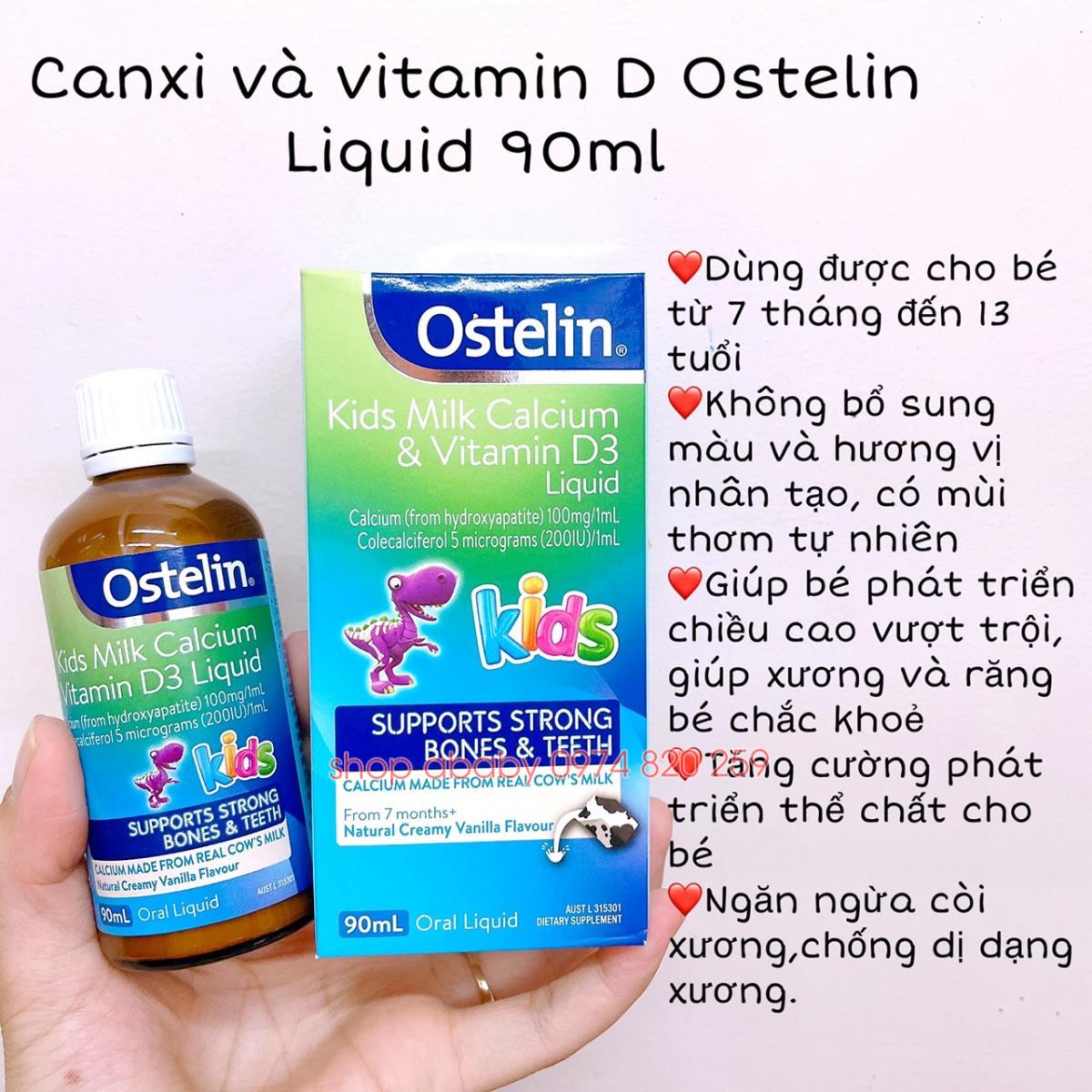 Canxi và Vitamin D Ostelin Liquid 90ml ( >7m) | Siro,kẹo bổ sung Vitamin