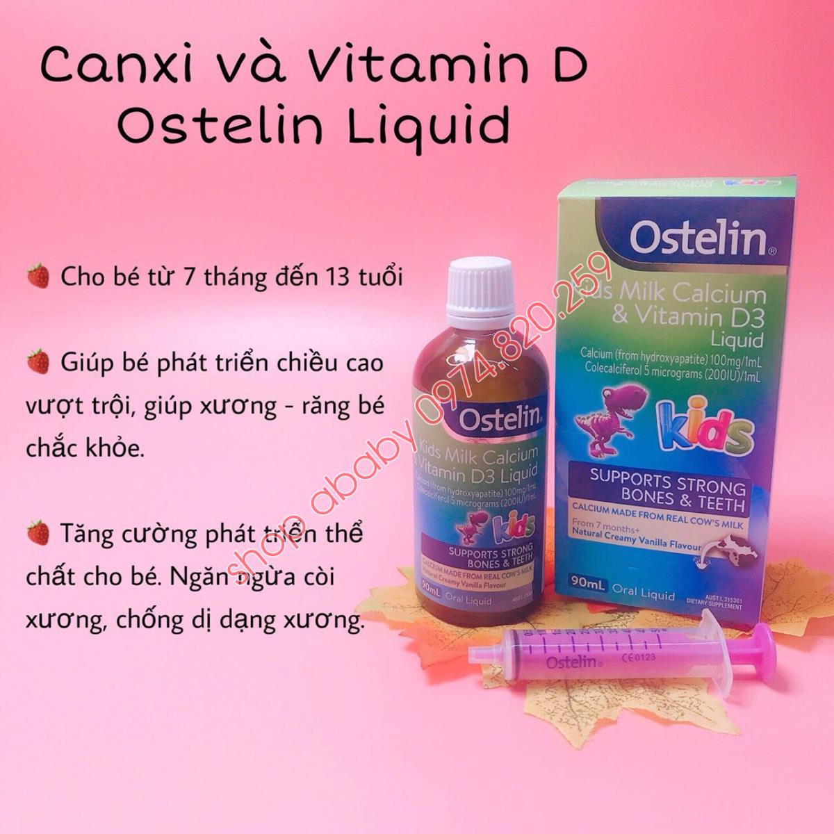 Canxi và Vitamin D Ostelin Liquid 90ml ( >7m) | Vitamin,Thực phẩm chức năng