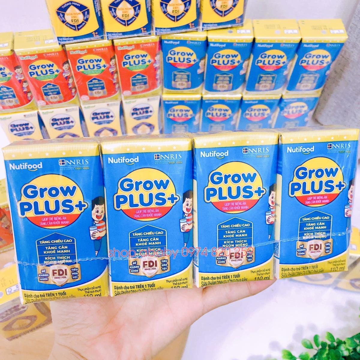 Lốc 4 hộp sữa pha sẵn Nutifood GrowPLUS+ xanh 110ml (>1y)