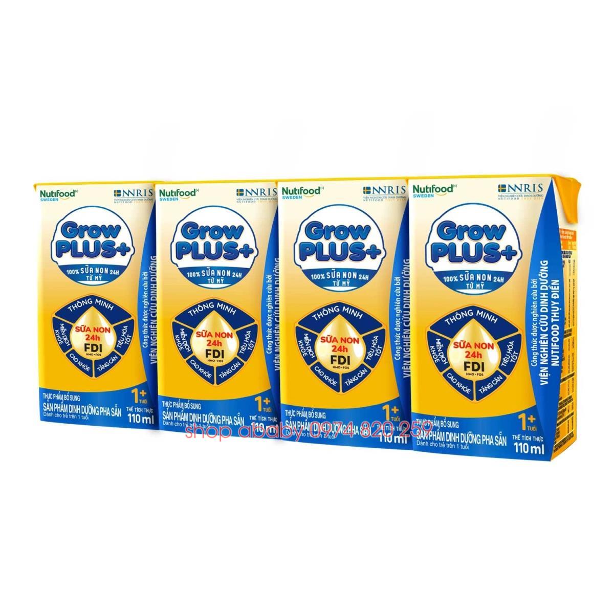 Lốc 4 hộp sữa pha sẵn Nutifood GrowPLUS+ sữa non 110ml (>1y)