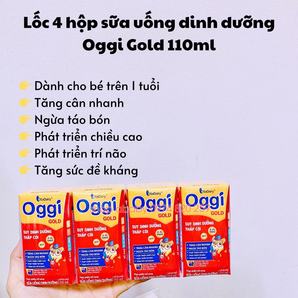Lốc 4 hộp sữa uống dinh dưỡng Oggi Gold 110ml (1y+)