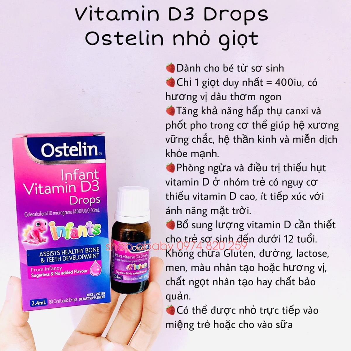 Vitamin D3 Drops Ostelin nhỏ giọt 0m+ | Siro,kẹo bổ sung Vitamin